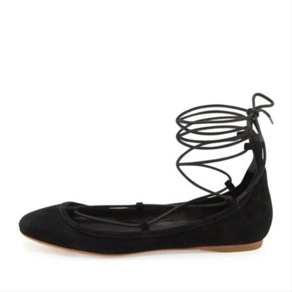 Joie Jenessa Suede Lace-Up Ballerina Flats - Picture 3 of 8